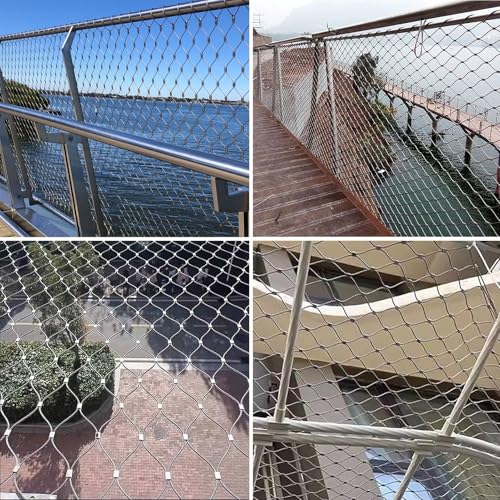 VXHCS Hardware Cloth Wire Mesh Roll, 304 Stainless Steel Rope Wire Mesh 3.3x6.6ft Plant Climbing net, 5cm/2mm Chicken Wire Fence Roll, Tree Guard, Critter Fence, Mesh for Cage Fence, Balcony, Stair - color: 5cm/2mm, size: 3.3'x6.6'