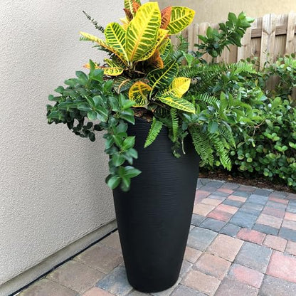 Mayne Modesto 32in Tall Round Modern Planter, Black - color: Black, size: 32 Inch