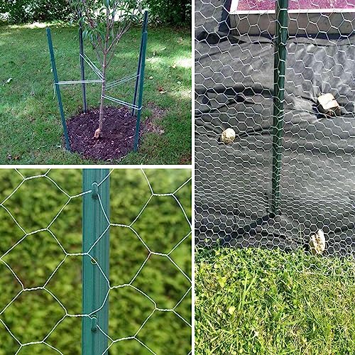 3 Feet Green, Pack of 5 Metal Fence Post, for 24 Inch High Garden Welded Wire Fence U-Channel Steel Garden Post Fence Stake - size: 3',5PCS