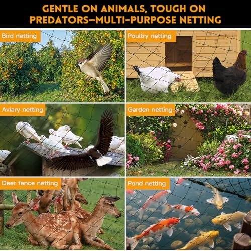 Heavy Duty Bird Netting for Garden with 1" Mesh, 25x25 ft Reinforced HDPE Chicken Netting & Pond Netting,Poultry Netting for Protecting Fruit Trees, Vegetables & Plants from Birds & Other Animals - style: 25' x 25' - 1"