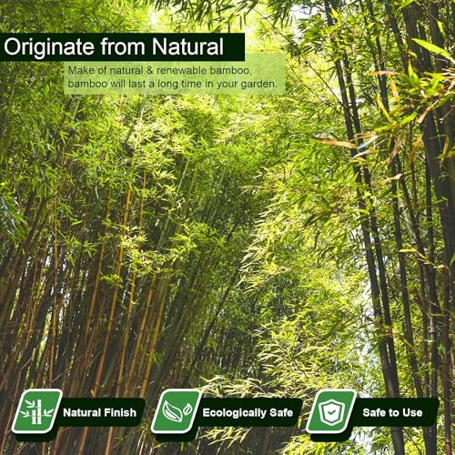 Jollybower 30pcs 3/10" D Thicker Heavy Duty Bamboo Stakes, 2FT Plant Stakes, Natural Garden Stakes for Tomato, Bean, Flowers,Trees Potted and Climbing Plant Support - size: 2Ft, Pack of 30