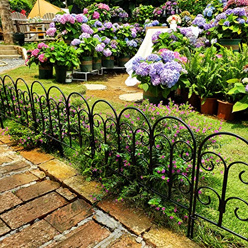 Garden Edging Border Decorative Fences Panel 18" W x 16" H 5 Pack for Flower Bed Edging Rustproof Dog Animal Barrier Fencing for Yard Metal Black