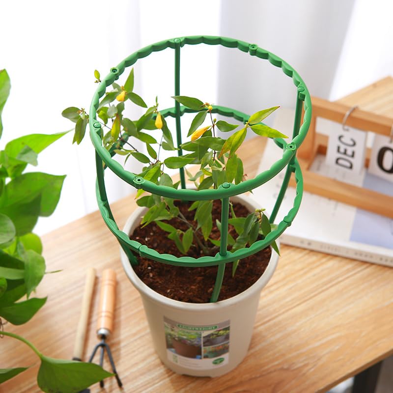 12Pack Plant Stakes, Plant Rings Stackable 3 Tier Garden Flower Support - size: 9.4" X 5.5"