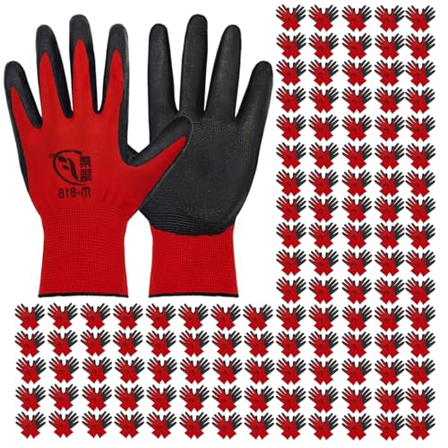 WHEATHUSK 120 Pairs Gardening Work Gloves Bulk for Men Women, Breathable Nitrile Rubber Coated Garden Gloves Dipped Gripping Outdoor Working Gloves for Construction, Gardening, 9.1 Inch