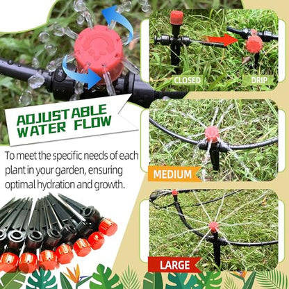20PCS Push-to-Fit Drip Irrigation Emitters for 1/4 inch Irrigation Tubing, Two-Way Connection Adjustable Drip Emitter Sprayer with Stake, Irrigation Dripper Sprinklers for Drip Irrigation System - size: 20PCS Two-Way Drip Irrigation Emitters Sprayer