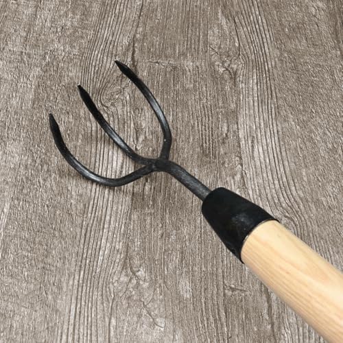 Long Handle 3 Tine Cultivator – 60" Garden Tool for Aeration – Tempered Boron Steel – Ideal for Hard-to-Reach Areas