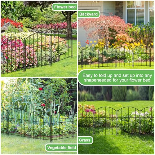 Decorative Garden Fence, 40-Pack Rustproof Animal Barrier, 17 in x 40 ft - size: 40 Panels-17in(H)x40ft(L)