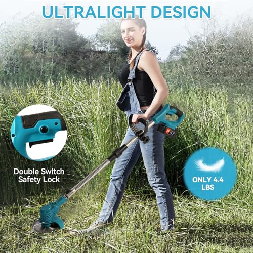 Cordless Weed Wacker, Electric Weed Eater with Dual Batteries