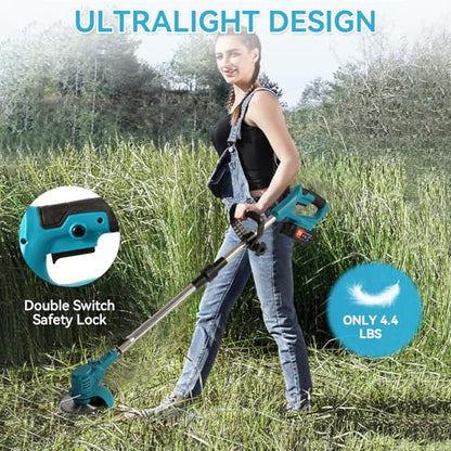 Cordless Weed Wacker, Electric Weed Eater with Dual Batteries