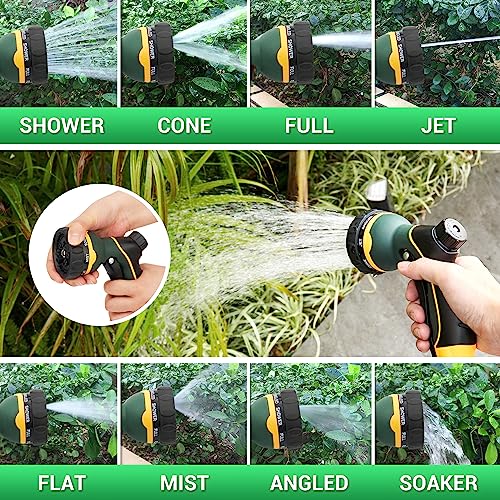 Garden Hose Sprayer Nozzle - Water Spray with 8 Adjustable Patterns, Impact Resistant and Non-Slip for Watering Plants, Pets Bathing and Cleaning,Car Washing (Green) - color: Green