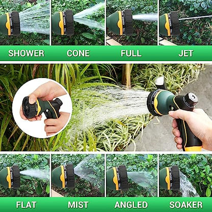 Garden Hose Sprayer Nozzle - Water Spray with 8 Adjustable Patterns, Impact Resistant and Non-Slip for Watering Plants, Pets Bathing and Cleaning,Car Washing (Green) - color: Green
