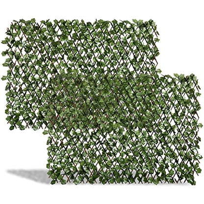 DOEWORKS Expandable Faux Ivy Trellis Fence, Patio Privacy Screen, 2 Pack - color: Green, size: 16 x 45 in, 2 Panel