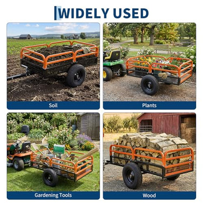 Garvee 1500 lbs ATV UTV Trailer, Pull Behind Dump Cart Lawn Mower Trailer - color: Orange