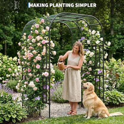 Garvee Metal Garden Arch Trellis, 7.5 Ft Black - size: 7.5 x 5 x 4 Ft