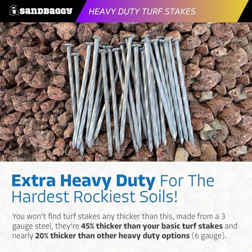 Sandbaggy 6" Heavy Duty Galvanized Artificial Turf Stakes - Spiral Landscape Nails - Ground Spikes/Pins - Synthetic Grass, Lawn, Edging, Weed Barrier Fabric, Garden (6 inch - Heavy Duty, 300, Count) - style: 6 inch - Heavy Duty