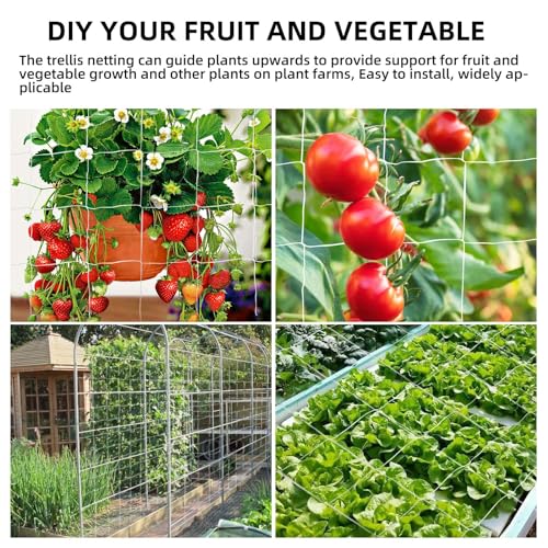Trellis Netting, PDGROW Heavy Duty Garden Trellis Netting, 6 x 30 ft Trellis Netting for Climbing Plants, Outdoor Indoor Grow Net for Support Vine Vegetable Fruits and Flower, 4 Pack（Put in One Pack） - size: 6x30ft - 4 Pack