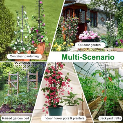 Spiral Frame Trellis for Climbing Plants Outdoor -72" Tall Heavy Duty Metal Garden Plant Tower Support with Anti-Tip Center Pole,for Pole Bean,Berry,Cucumber,Sweet Peas,Clematis,Potted Plants,Vines - size: 12 to 72"