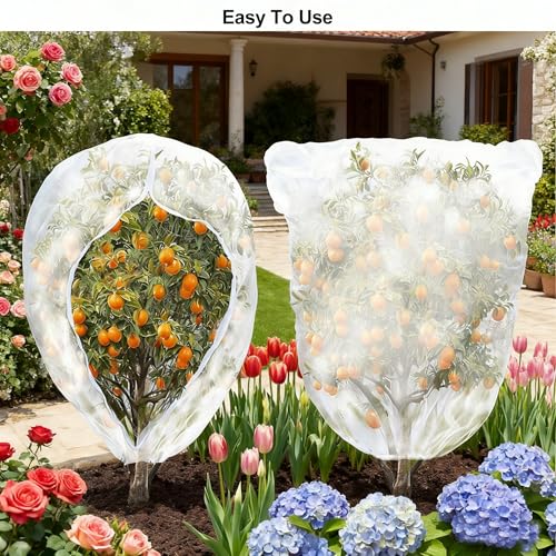 Garden Mesh Netting with Drawstring & Zipper,4PACK Mesh Netting Pest Barrier Protection Bird Mosquito Net Plants Cover for Patio Vegetable Plants Fruit Tree (4FTx5.9FT+2.3FTx3.3FT) - size: 4FTx5.9FT+2.3FTx3.3FT /4 PACK