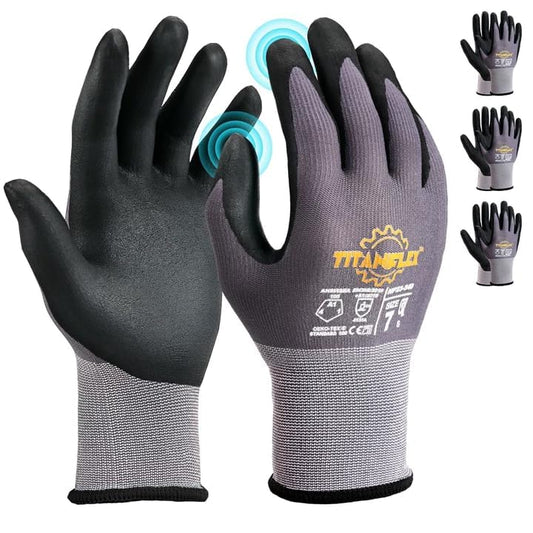 TitanFlex Work Gloves, MicroFoam Nitrile Coated, Seamless Knit Nylon - color: 3 Pairs, size: Small