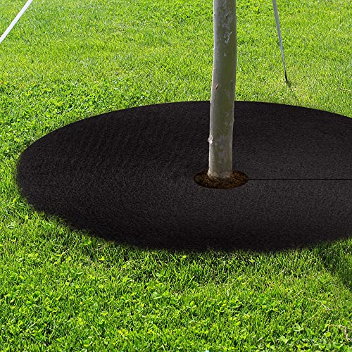 32.5" Non-Woven Tree Mulch Ring, 2 Pack Weed Barrier Mat,Degradable Tree Mulch Used to inhibit Weed Growth and Landscape Weed Control Plant Root Protection - color: Black-2pack-32.5"