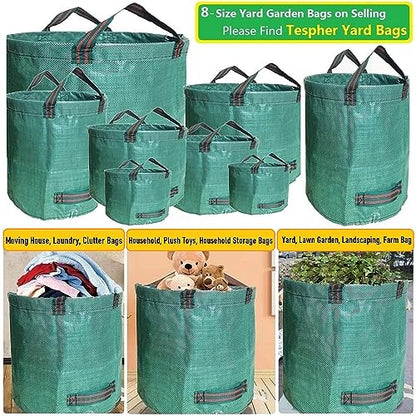 Standard 3-Pack 46 Gallon Lawn Garden Bags Big (D26,H19 in) Yard Waste Bags with Gardening Gloves for Leaf Bag,Yard Debris,Camping Waste,Garden Trash Container,Lawn Grass Clippings,Weeds Bag 4 Handles