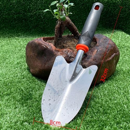 Garden Tool Shovel for Digging Gardening Trowel for Lawn Planting Stainless Steel Spade Rubber Handle Anti Slippery - color: Silver Rubber Handle