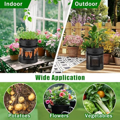 5 Pcs 10 Gallon Visible Potato Grow Bags with Shading Flap & Harvest Window