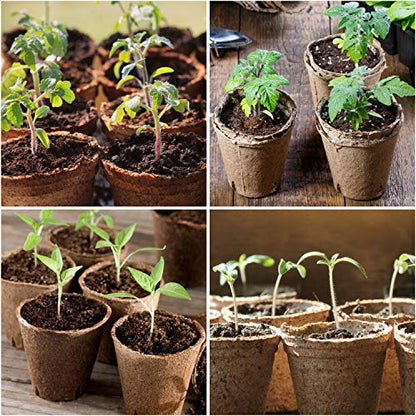 homenote Peat Pots, 60 Pcs 3.15 Inch Seed Starting Pots with Drainage Holes, Round Nursery Plant Pots with Bonus 20 Plant Labels - size: 3.15 Inch