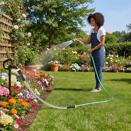 SheeChung Garden Hose 12ft x 5/8",Metal Garden Hose Extension Adapter for Hose Reel Faucet,Lightweight & Leakproof Leader Hose for Outdoor Yard,Heavy Duty 304 Stainless Steel Water Pipe,Male to Female - size: 12FT-Male to Female