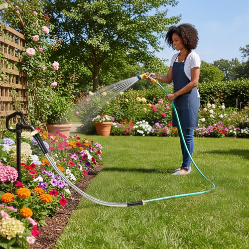 SheeChung Short Garden Hose 5ft x 5/8",Metal Garden Hose for Hose Reel Faucet,Heavy Duty 304 Stainless Steel Metal Leader Hose,Lightweight & Leakproof Water Hose for Outdoor,Yard,Lawn,Male to Female - size: 5FT-Male to Female