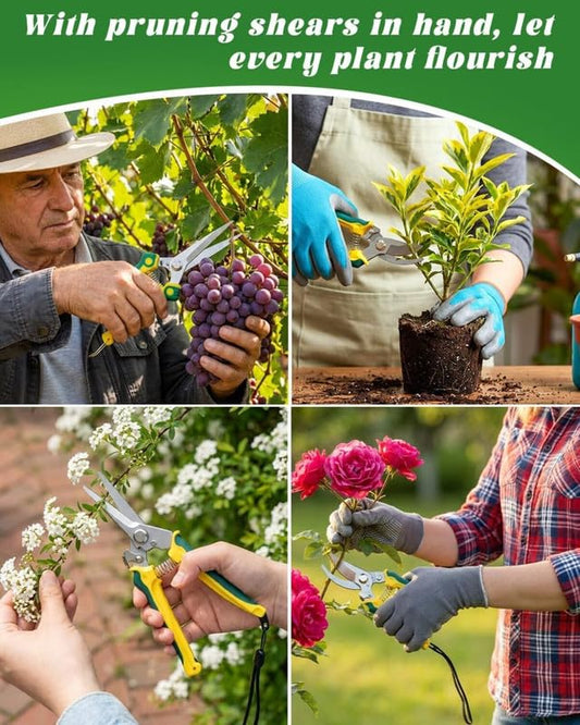 3-Pack Garden Pruning Shears Set, Stainless Steel Bypass Pruners & Precision Snips for Plants, Flowers, Trimming & Gardening