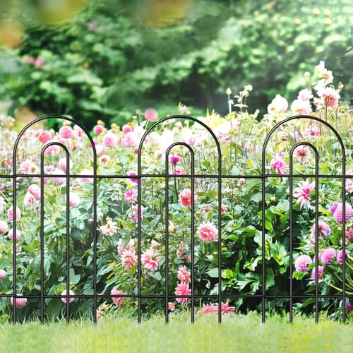 Garden Fence Border 32inX20ft Black Metal Wire Garden Fencing Panel Outdoor - color: Black, size: Black-32″x20′