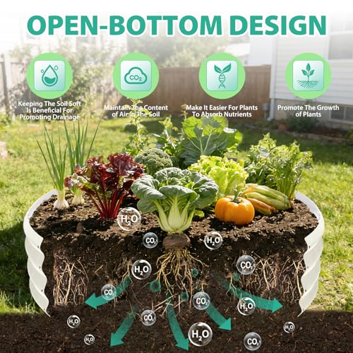 12 Inch Tall 48 Inch Diameter Round White Raised Garden Bed Kits Outdoor - color: Cream White, size: 48 Dia X 12 inches