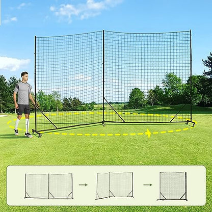 Ball Stop System - Soccer Backstop Net, Heavy Duty, High Impact, Practice Barrier - size: Movable - 4 inch Net, style: 20FT X 10FT