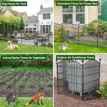 10 Panel No Dig Decorative Garden Fence 32" H x 23.6'L Outdoor Dog Barrier - size: 32 in(H) X 23.6 ft(L)