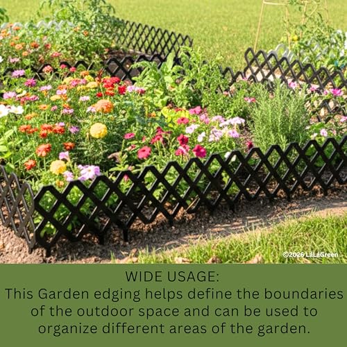 LaLaGreen Flower Bed Edging Fence (23in, 20 Pack) Decorative Black Panels - color: Black x 20