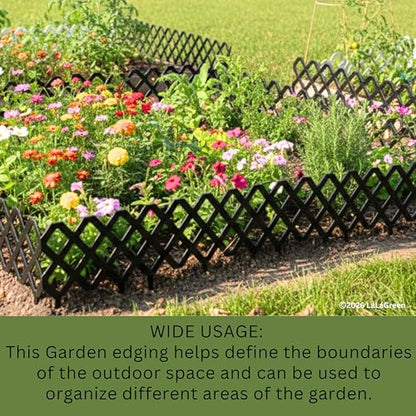 LaLaGreen Flower Bed Edging Fence (23in, 20 Pack) Decorative Black Panels - color: Black x 20