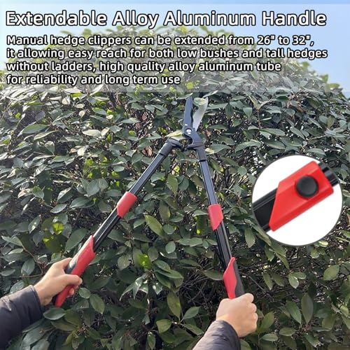 YRTSH Hedge Shears, Extendable 26"-32" Hedge Clippers with Sharp Wavy Blade - style: Telescopic Hedge Shears
