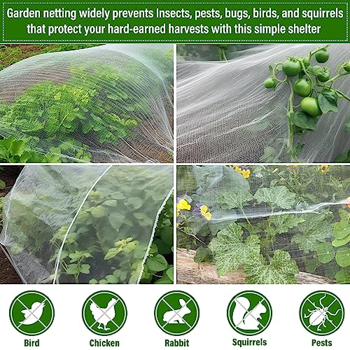Garden Netting 10 x 30Ft Plant Covers Ultra Fine Plant Netting for Garden Protection, Row Cover for Vegetable Fruits Plant Flower Crop Screen Barrier Net, White Garden Cover Protect from Mosquito Bird