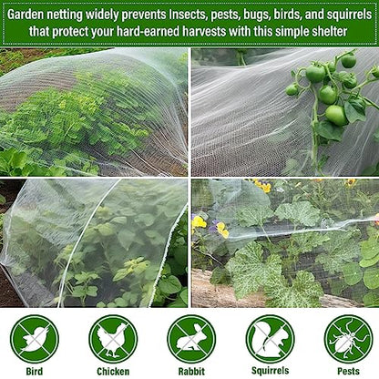 Garden Netting 10 x 30Ft Plant Covers Ultra Fine Plant Netting for Garden Protection, Row Cover for Vegetable Fruits Plant Flower Crop Screen Barrier Net, White Garden Cover Protect from Mosquito Bird