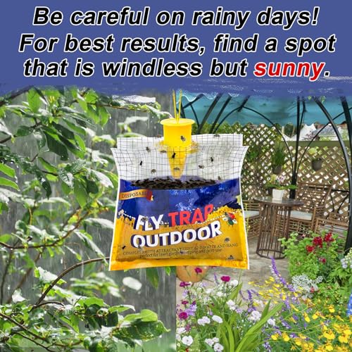 Fly Traps Outdoor Hanging for Patio, 10 Pre-Baited Flies Bags Disposable - size: 10 pack