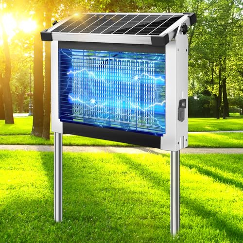 Solar Bug Zapper Outdoor, Mosquito Zapper 4500V Cordless Waterproof - color: White