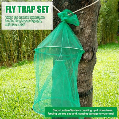 Qualirey 2 Pack Spotted Lanternfly Traps and 2 Rolls Spotted Lantern Fly Tree Tape Mesh Lantern Fly Killer with Jute Rope and Nails Effective Way to Catch Lanternflies and Nymphs Protecting Trees
