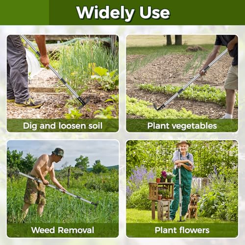 Weed Puller Tool with Long Handle - 54" Heavy Duty Manual Weeder & Garden Hoe, 2 in 1 Uprooting Tool for Yard, Lawn, Flower Bed, and Patio, Durable Weed Remover for Gardening (54") - style: 54"