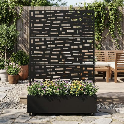 Metal Raised Garden Bed with Trellis and Wheels, 71"x47"x16" (Black-Gerald) - color: Black-gerald, size: 71"x47"x16"
