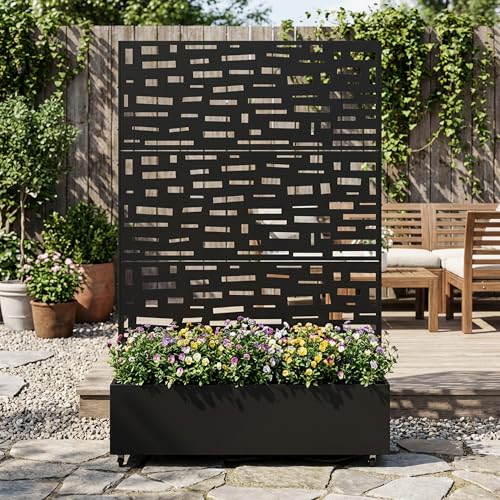 Metal Raised Garden Bed with Trellis and Wheels, 71"x47"x16" (Black-Gerald) - color: Black-gerald, size: 71"x47"x16"