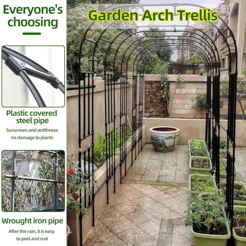 BUKLIYN Garden Arch Trellis - Garden Arch Size:126in(L) * 94.5in(H) - color: Length: 126in-Black, size: Arch
