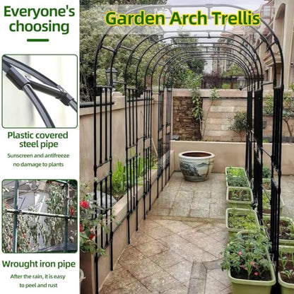 BUKLIYN Garden Arch Trellis - Garden Arch Size:126in(L) * 94.5in(H) - color: Length: 126in-Black, size: Arch