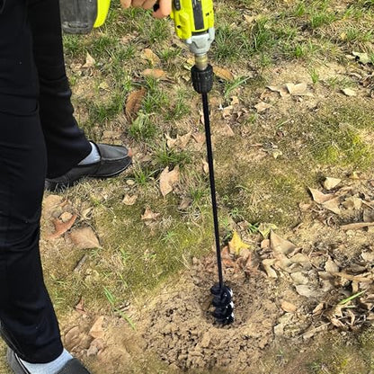 2”x32“ Auger Drill Bit for Planting, Heavy-Duty Planting Auger for Bulbs, Post Hole Digger for 3/8”Hex Drive Drill - size: 2"x32"-black
