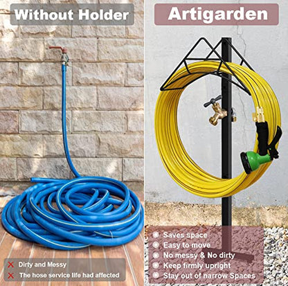 Artigarden Garden Hose Holder Stand with Brass Spigot Faucet Freestanding - style: With Faucet